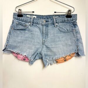 GAP Light Blue Denim Shorts with Pink and Orange Accents